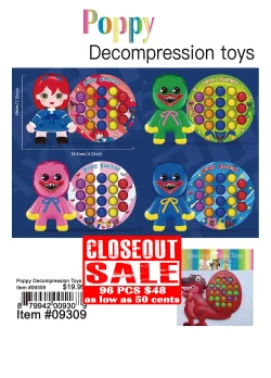 Poppy Decompression Toys - Closeout 96 Pcs.